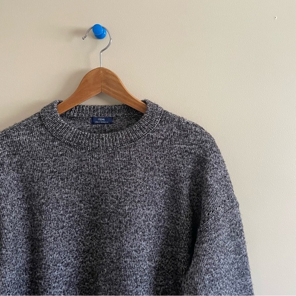 Wool Cotton Long Sleeve Crew Neck Sweater | Salt and Pepper Gray - Picture 3 of 8